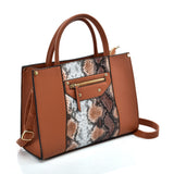 VK5606 BROWN - Simple Tote Bag With Snakeskin Decoration