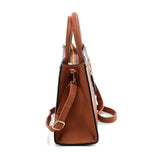VK5606 BROWN - Simple Tote Bag With Snakeskin Decoration