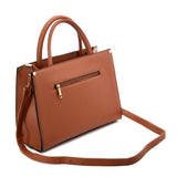 VK5606 BROWN - Simple Tote Bag With Snakeskin Decoration