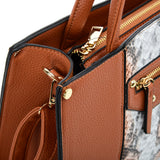 VK5606 BROWN - Simple Tote Bag With Snakeskin Decoration