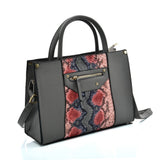 VK5606 GREY - Simple Tote Bag With Snakeskin Decoration