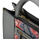 VK5606 GREY - Simple Tote Bag With Snakeskin Decoration