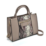VK5606 KHAKI - Simple Tote Bag With Snakeskin Decoration
