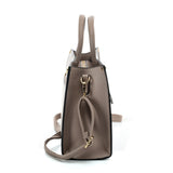 VK5606 KHAKI - Simple Tote Bag With Snakeskin Decoration