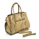 VK5607 APRICOT - Simple Solid Color Tote Bag With Symmetrical Sequins Pattern Design