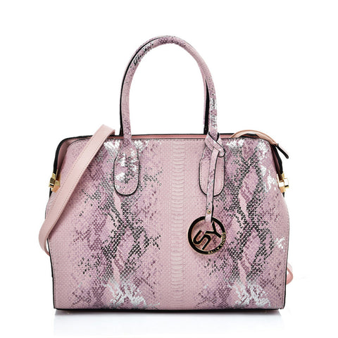 VK5607 PINK - Simple Solid Color Tote Bag With Symmetrical Sequins Pattern Design
