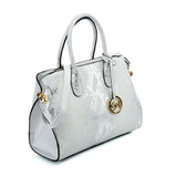 VK5607 WHITE - Simple Solid Color Tote Bag With Symmetrical Sequins Pattern Design