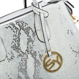 VK5607 WHITE - Simple Solid Color Tote Bag With Symmetrical Sequins Pattern Design