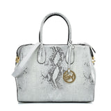 VK5607 WHITE - Simple Solid Color Tote Bag With Symmetrical Sequins Pattern Design