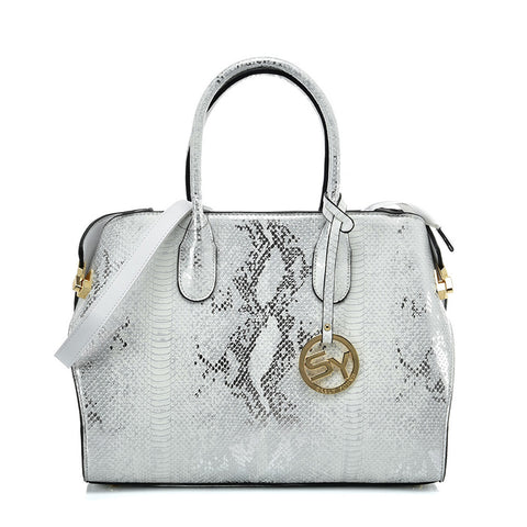 VK5607 WHITE - Simple Solid Color Tote Bag With Symmetrical Sequins Pattern Design