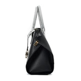 VK5608 BLACK - Simple Solid Color Tote Bag With Sequins Design