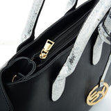 VK5608 BLACK - Simple Solid Color Tote Bag With Sequins Design