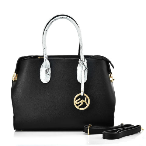 VK5608 BLACK - Simple Solid Color Tote Bag With Sequins Design