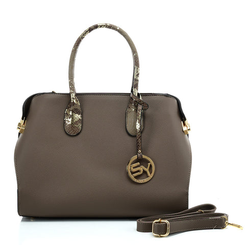 VK5608 KHAKI - Simple Solid Color Tote Bag With Sequins Design
