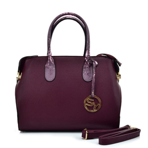 VK5608 PURPLE - Simple Solid Color Tote Bag With Sequins Design