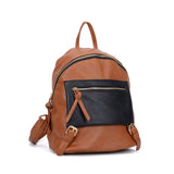 VK6014 Brown  - Casual Patchwork School Bag Student Backpack