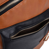 VK6014 Brown  - Casual Patchwork School Bag Student Backpack
