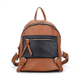 VK6014 Brown  - Casual Patchwork School Bag Student Backpack
