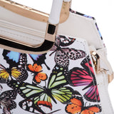 VK8888-19 - White Butterfly Tote Bag With Metal Detail