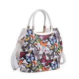 VK8888-19 - White Butterfly Tote Bag With Metal Detail
