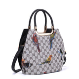VK8888-27 - Coffee Birds Tote Bag With Metal Detail