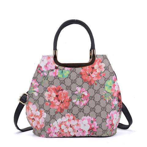 VK8888-3 - Fashion Floral Tote Bag With Metal Detail