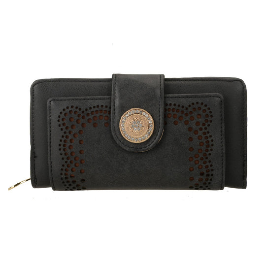 VKP1345-1 Black  -  Multilayer Purse with Hollow Detail