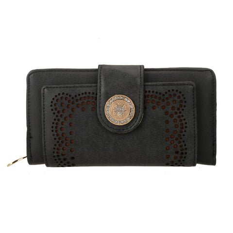 VKP1345-1 Black  -  Multilayer Purse with Hollow Detail