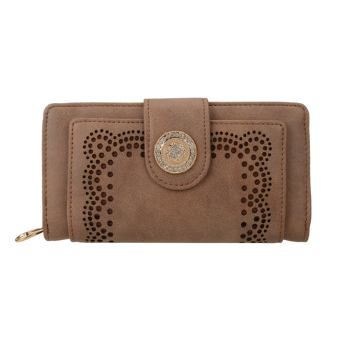 VKP1345-1 Coffee  -  Multilayer Purse with Hollow Detail
