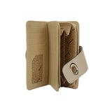 VKP1398 Beige - Fashion Women Metal Button Wallet