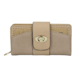 VKP1398 Beige - Fashion Women Metal Button Wallet