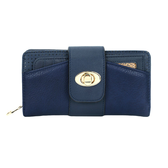 VKP1398 Blue - Fashion Women Metal Button Wallet