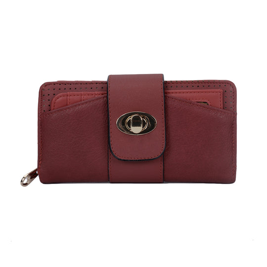 VKP1398 Red - Fashion Women Metal Button Wallet
