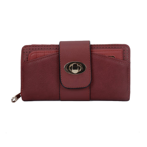 VKP1398 Red - Fashion Women Metal Button Wallet