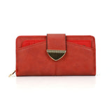 VKP1405 Red - Fashion Metal Button Solid Long Wallet