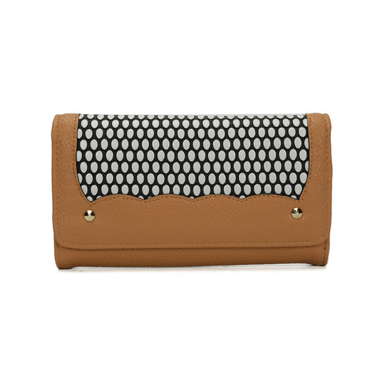 VKP1420 Apricot  -  Fashion Wave Point Rivet Wallet