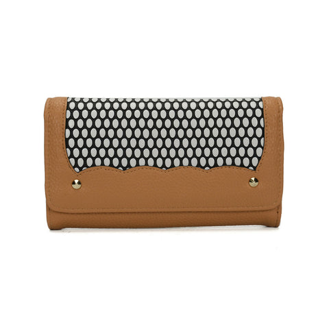 VKP1420 Apricot  -  Fashion Wave Point Rivet Wallet