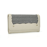 VKP1420 Beige  -  Fashion Wave Point Rivet Wallet