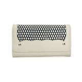 VKP1420 Beige  -  Fashion Wave Point Rivet Wallet