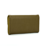 VKP1424 Green  - Chic Leaf Shape Metal Button Flower Pattern Wallet