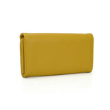 VKP1424 Yellow  - Chic Leaf Shape Metal Button Flower Pattern Wallet