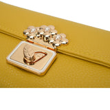 VKP1424 Yellow  - Chic Leaf Shape Metal Button Flower Pattern Wallet