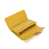 VKP1424 Yellow  - Chic Leaf Shape Metal Button Flower Pattern Wallet