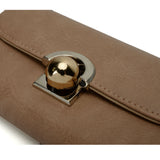 VKP1425 Beige  -Elegant Women Metal Button Wallet