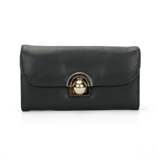 VKP1425 Black  -Elegant Women Metal Button Wallet