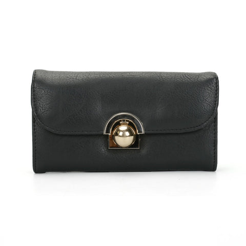 VKP1425 Black  -Elegant Women Metal Button Wallet