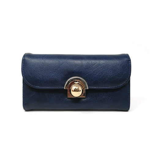 VKP1425 BLUE  -Elegant Women Metal Button Wallet