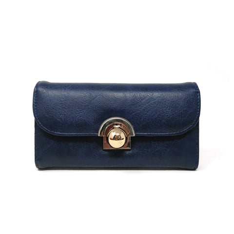 VKP1425 BLUE  -Elegant Women Metal Button Wallet