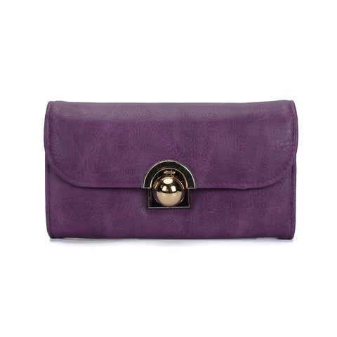 VKP1425 Purple  -Elegant Women Metal Button Wallet