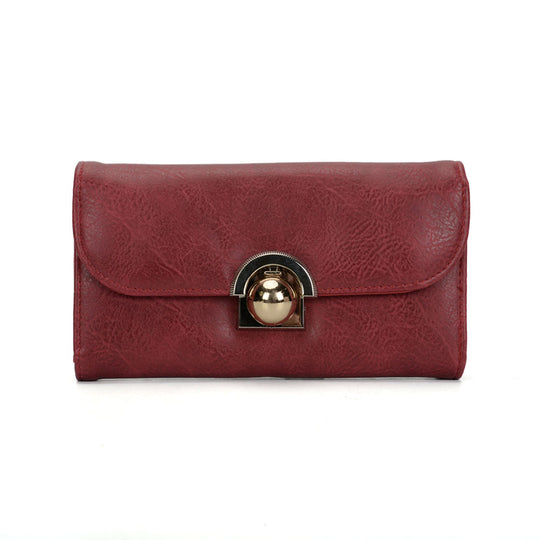 VKP1425 Red  -Elegant Women Metal Button Wallet